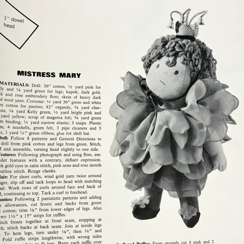 Woman's Day Mother Goose Dolls Sewing Pattern 6 Plush Cloth Doll VTG 1968